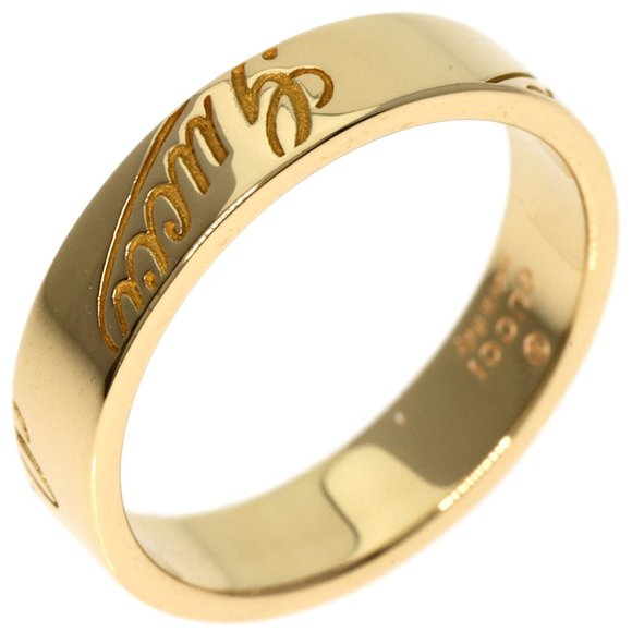GUCCI Icon Print #9 Ring 18K Yellow Gold Size 4.75 - Picture 2 of 7